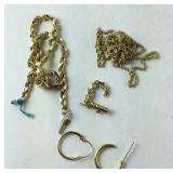 14k Scrap Gold jewelry, broken pieces and mixed
