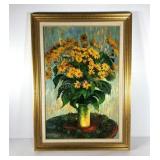 Floral painting on canvas, signed, framed 31x43,