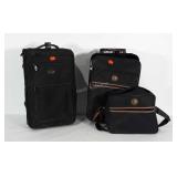 3 pieces of luggage. 2 match. The two larger