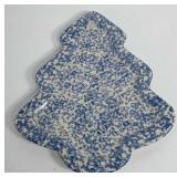 Roseville spongeware tree shaped plate by Henn