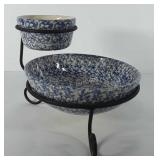 Roseville spongeware henn pottery chip and dip