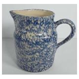 Roseville spongeware Henn pottery pitcher, 8"