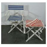 Folding canvas chairs, two