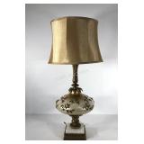 Elegant glass, brass and marble table lamp,