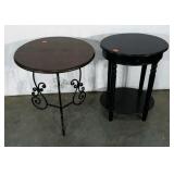 Accent tables, one metal base, the other is black
