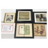 Wall art, six framed pictures including Marilyn