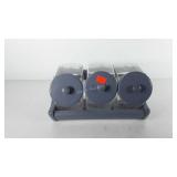 Glass canisters with matching shelf