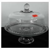 Glass cake plate and compote