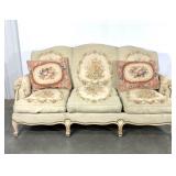 Louis XV three cushion sofa, tapestry fabric,