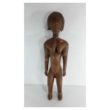 Wooden tribal woman statue, 39" tall, some chips