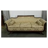 Sofa, metal claw feet, recently re-upholstered,
