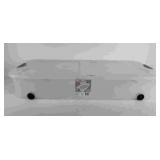 Sterilite 66 quart underbed tote, on wheels, with