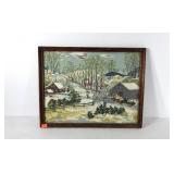 Fabric reproduction of Grandma Moses "Early
