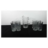 Glassware, includes water pitcher, and eight