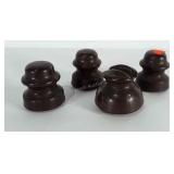 4 ceramic Insulators.  All are brown. All