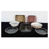 Glass bakeware by Pyrex, FireKing and Corning.