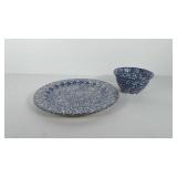 Roseville spongeware plate and bowl by Henn