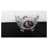 Crystal footed bowl with bird design