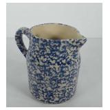 Roseville spongeware Henn pottery pitcher, 6"