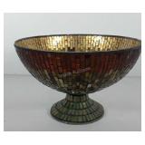 Mosaic glass center piece bowl, 12.5"