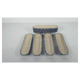 Eight Roseville spongeware Henn pottery corn