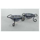 Two Roseville spongeware Henn pottery bowls with