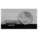 Blue floral serving bowl and matching round