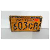1947 Pennsylvania license plate. Condition as