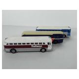 Three model buses, includes Greyhound bus, Lionel