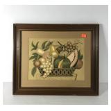 Fruit still life print, artist name is shown in