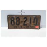License Plate, 1930 W.Va, 88-210