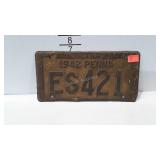 License Plate, 1942 Penna, ES421. Exp. 3-31-43