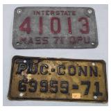 Two License Plates, Puc-Conn, 69959-71.