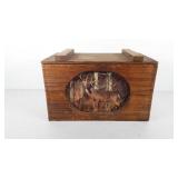 Wooden box with picture of deer, 9" x 9.5" x 16"