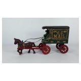 Cast iron horse drawn US Mail wagon, 11" × 6" ×