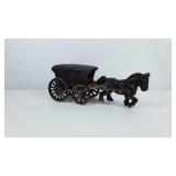 Cast iron horse drawn ice wagon toy, 7.5" long
