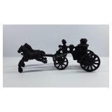Cast iron horse drawn vintage fire wagon, 8.5"