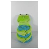 Frog stuffed animal with blanket