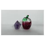 Glass art, apple and geode