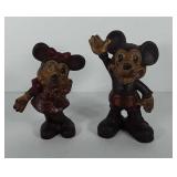 Cast iron Mickey and Minnie coin banks, 8.5"