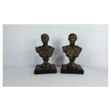 Julius Caesar metalware bookends, 7" tall