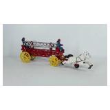 Cast iron horse drawn antique fire truck, 13.5"