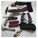 Collection of knives and sheaths