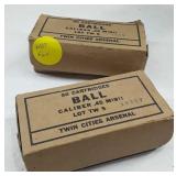 Two  partial boxes of ball caliber .45 ammunition