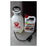 Sprayer with partial jug of weed killer