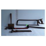 Tools, Meat Saw, nippers, hammer, wooden hammer,