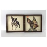 Pair of French Bulldogs paper craft style