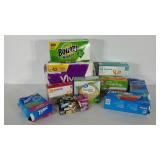 Group of housekeeping accessories, baggies, trash