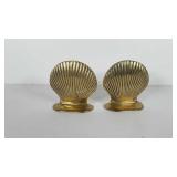 Brass shell bookends, made in Taiwan, 5"