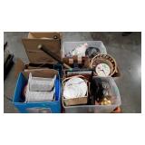 Skid  lot, home decor, dishes, bat, clock, mixer,